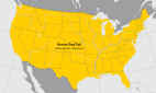 	Map of the United States showing approximate distribution of the Brown dog tick.  The entire United States is affected. 